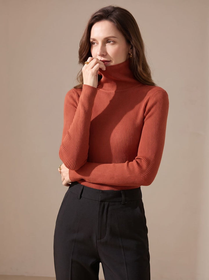 Leonie | Women's Ribbed Roll Neck Jumper Slim Fit Long Sleeve One Size