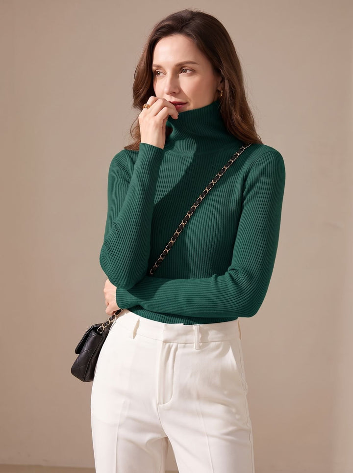 Leonie | Women's Ribbed Roll Neck Jumper Slim Fit Long Sleeve One Size
