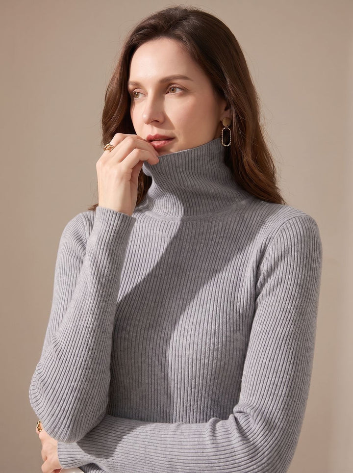 Leonie | Women's Ribbed Roll Neck Jumper Slim Fit Long Sleeve One Size