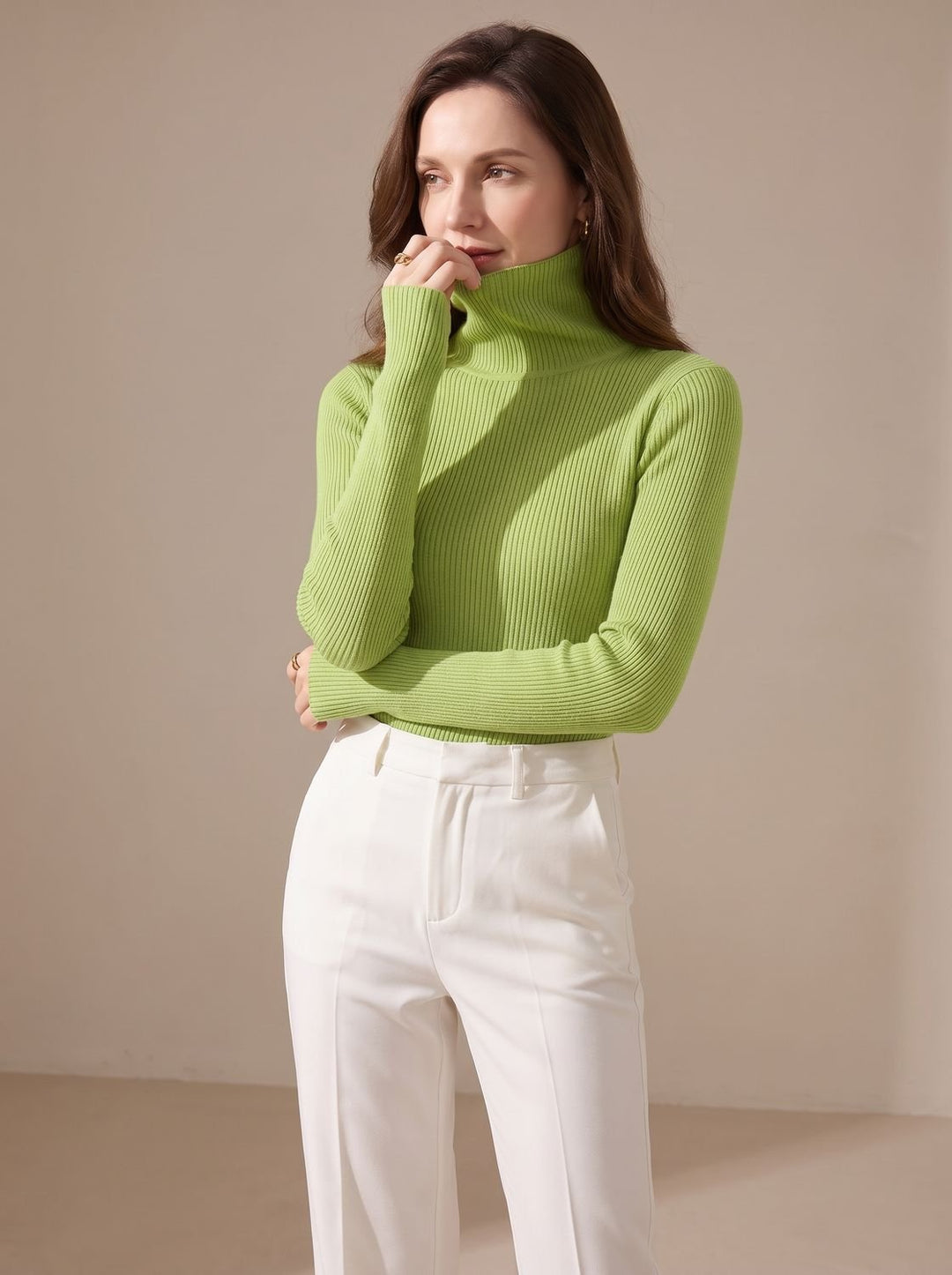 Leonie | Women's Ribbed Roll Neck Jumper Slim Fit Long Sleeve One Size