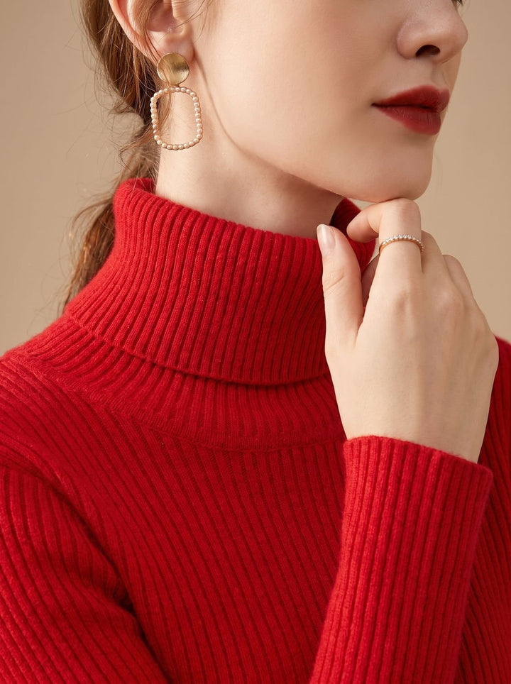 Leonie | Women's Ribbed Roll Neck Jumper Slim Fit Long Sleeve One Size