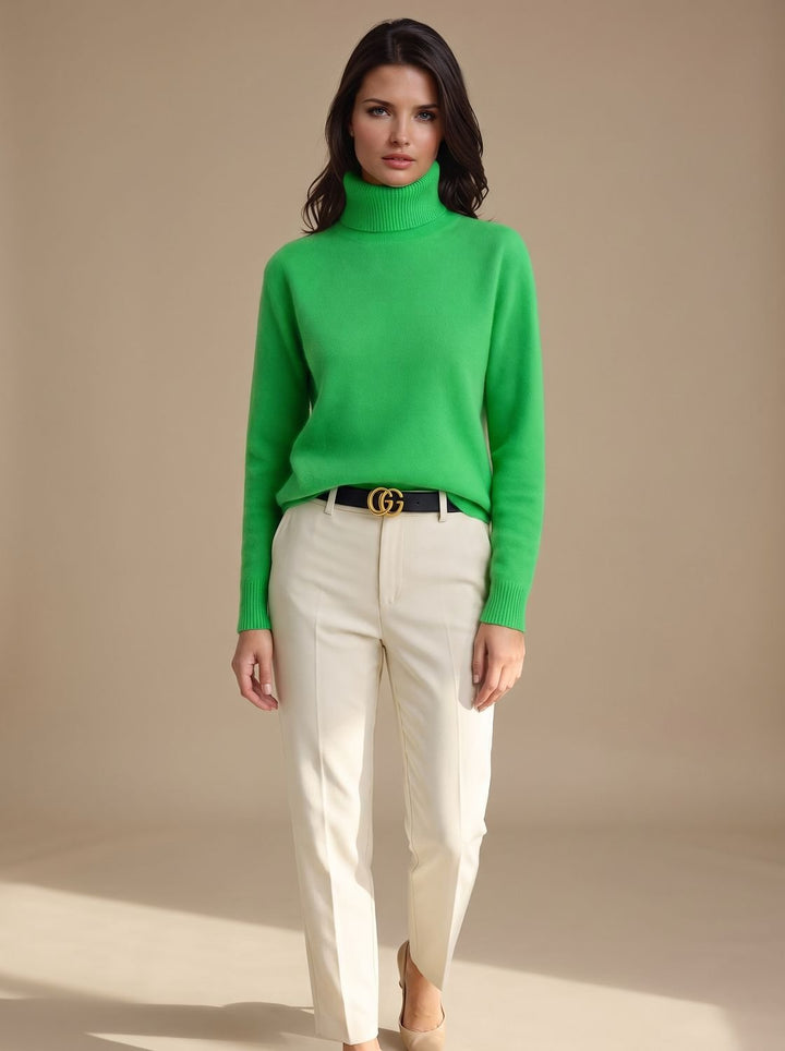 Greta | Women's Roll Neck Jumper Ribbed Knit Relaxed Fit Hip Length