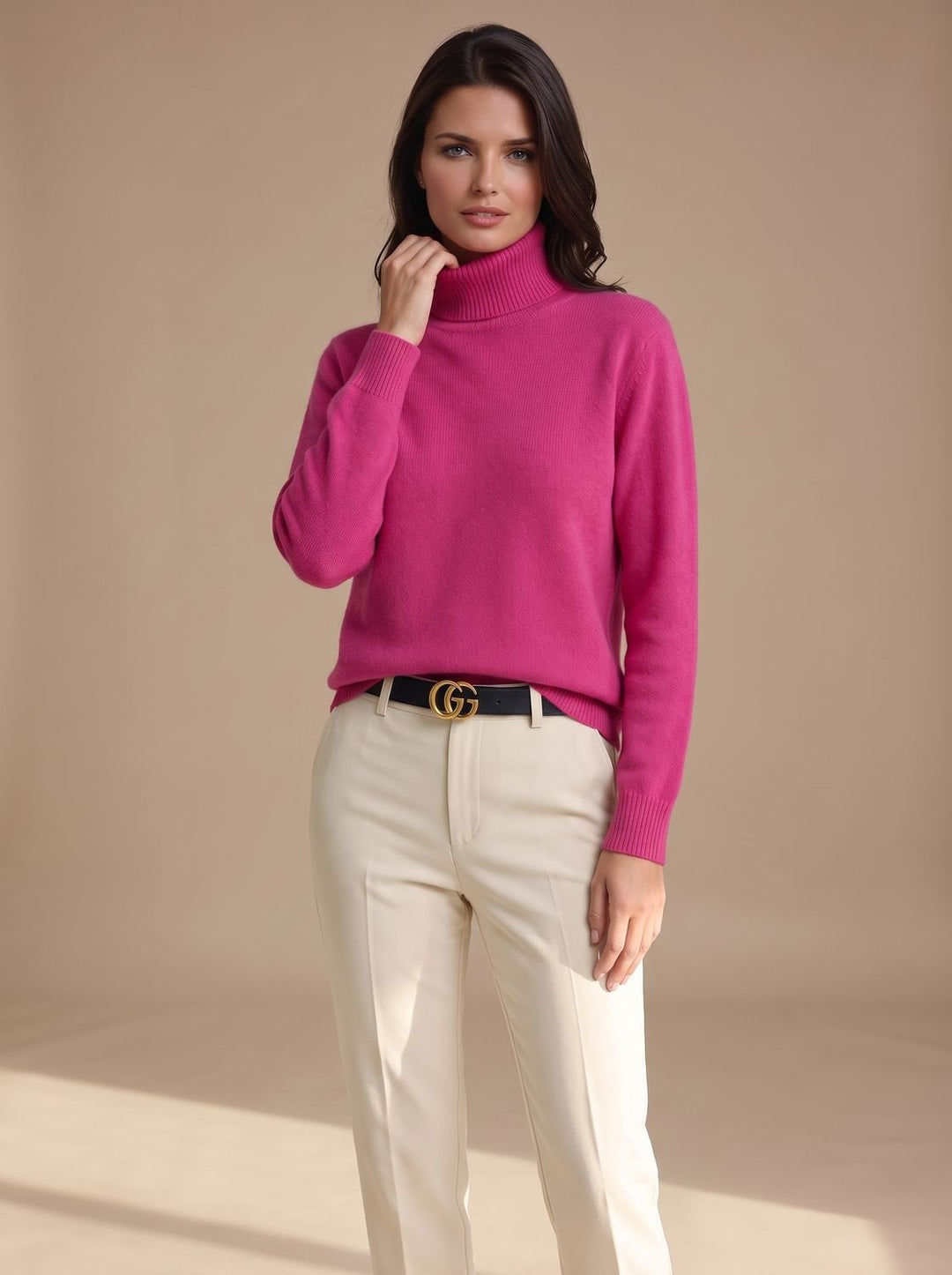 Greta | Women's Roll Neck Jumper Ribbed Knit Relaxed Fit Hip Length