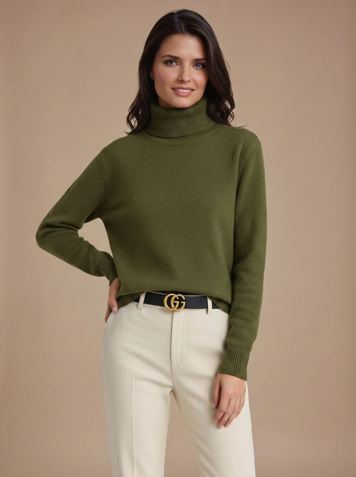 Greta | Women's Roll Neck Jumper Ribbed Knit Relaxed Fit Hip Length