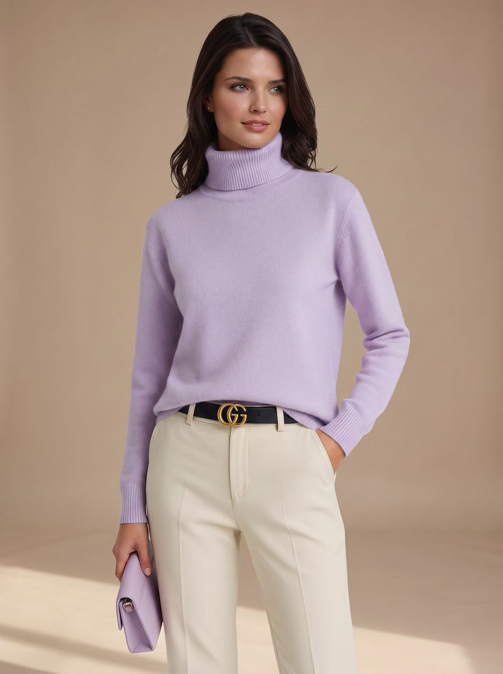 Greta | Women's Roll Neck Jumper Ribbed Knit Relaxed Fit Hip Length