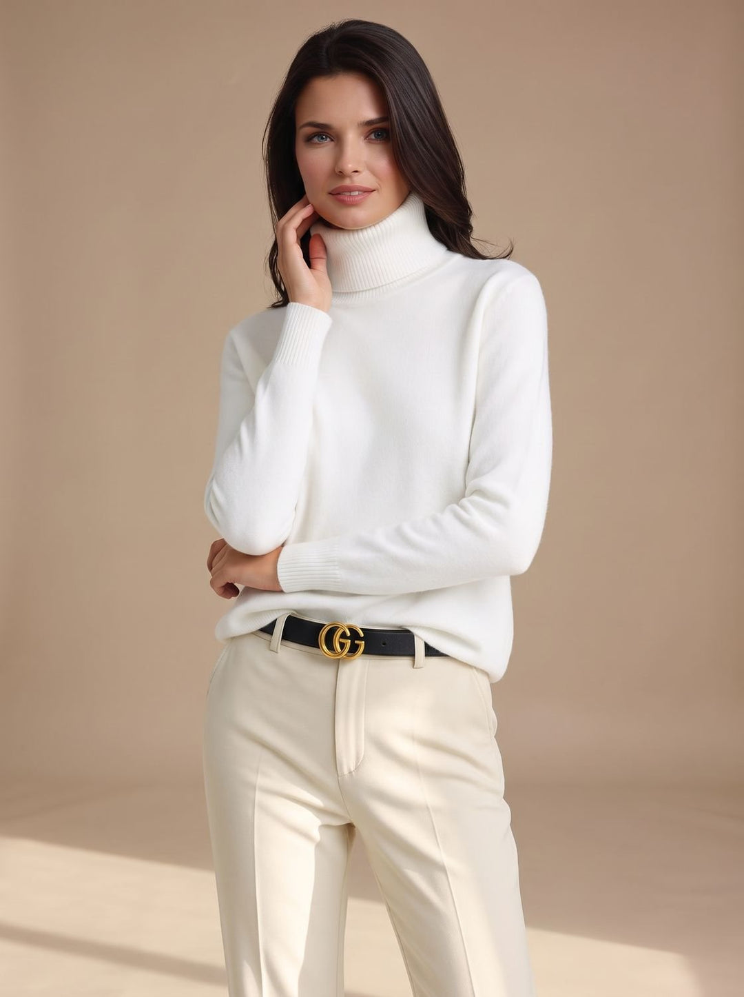 Greta | Women's Roll Neck Jumper Ribbed Knit Relaxed Fit Hip Length