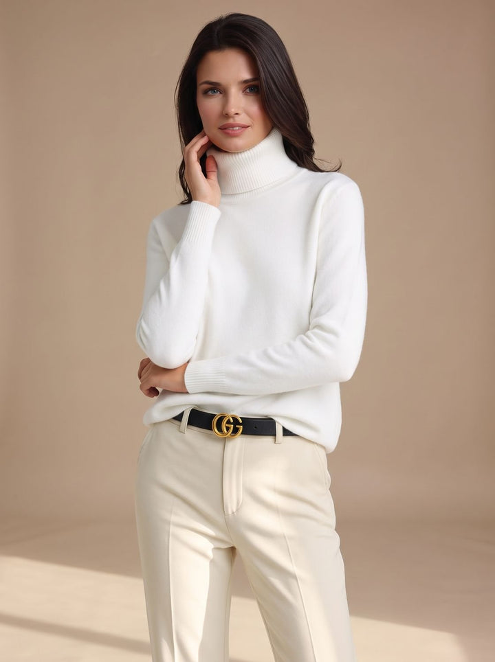 Greta | Women's Roll Neck Jumper Ribbed Knit Relaxed Fit Hip Length