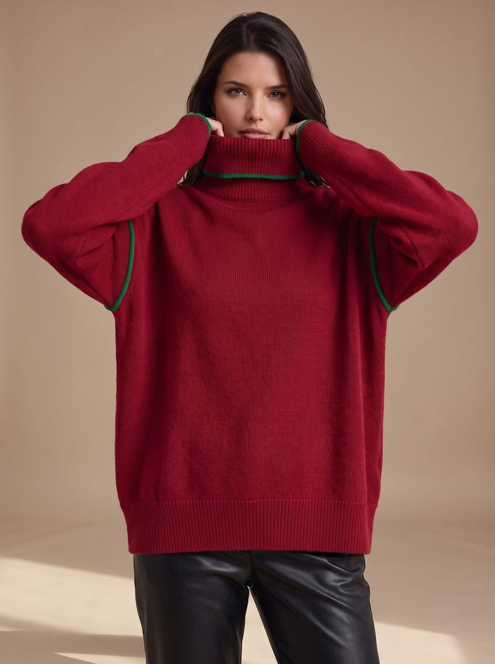 Greta | Women's Roll Neck Jumper Ribbed Knit Relaxed Fit Hip Length