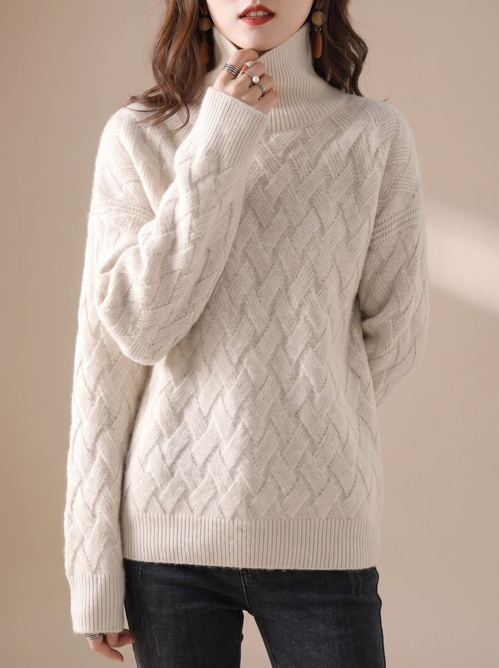 Elfriede | Women's Oversized Cable Knit Roll Neck Jumper