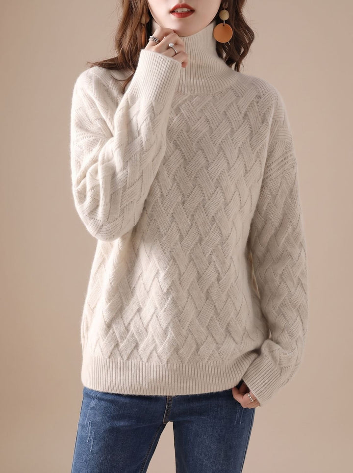 Elfriede | Women's Oversized Cable Knit Roll Neck Jumper
