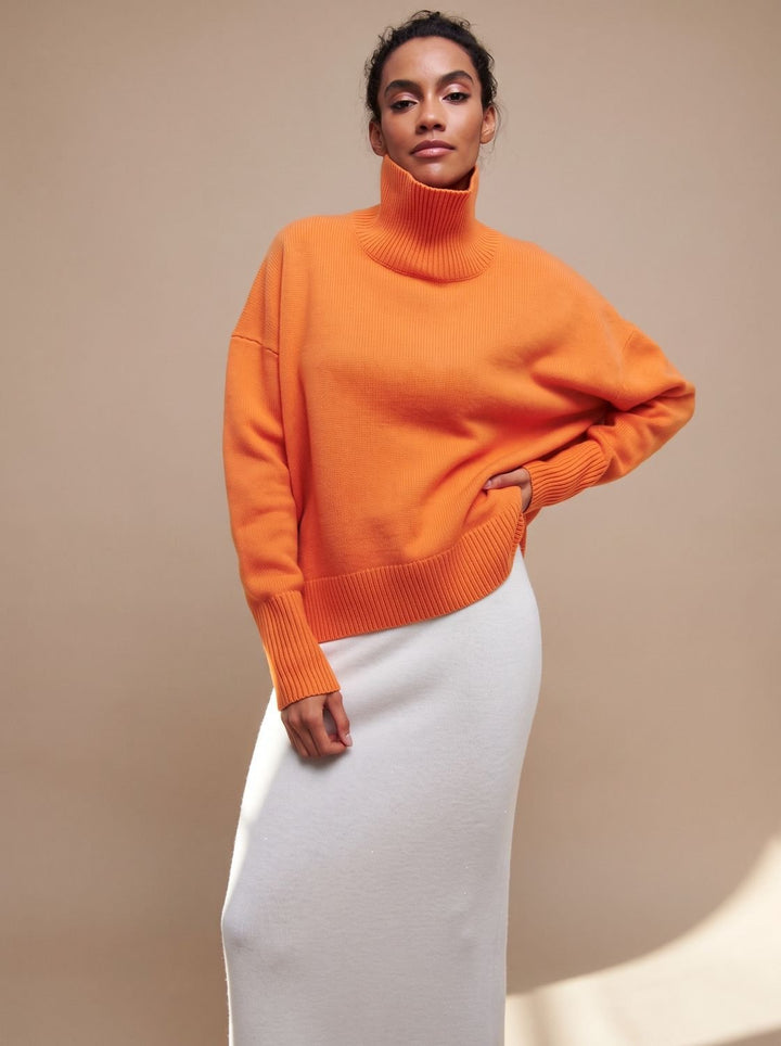 Emilia | Women's Oversized Roll Neck Jumper Ribbed Collar Relaxed Knit