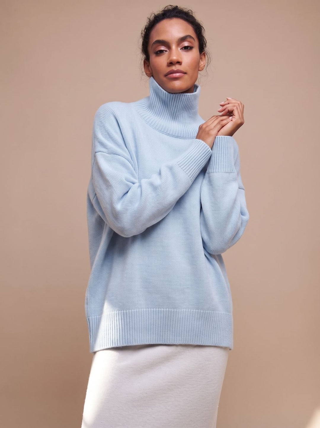 Emilia | Women's Oversized Roll Neck Jumper Ribbed Collar Relaxed Knit