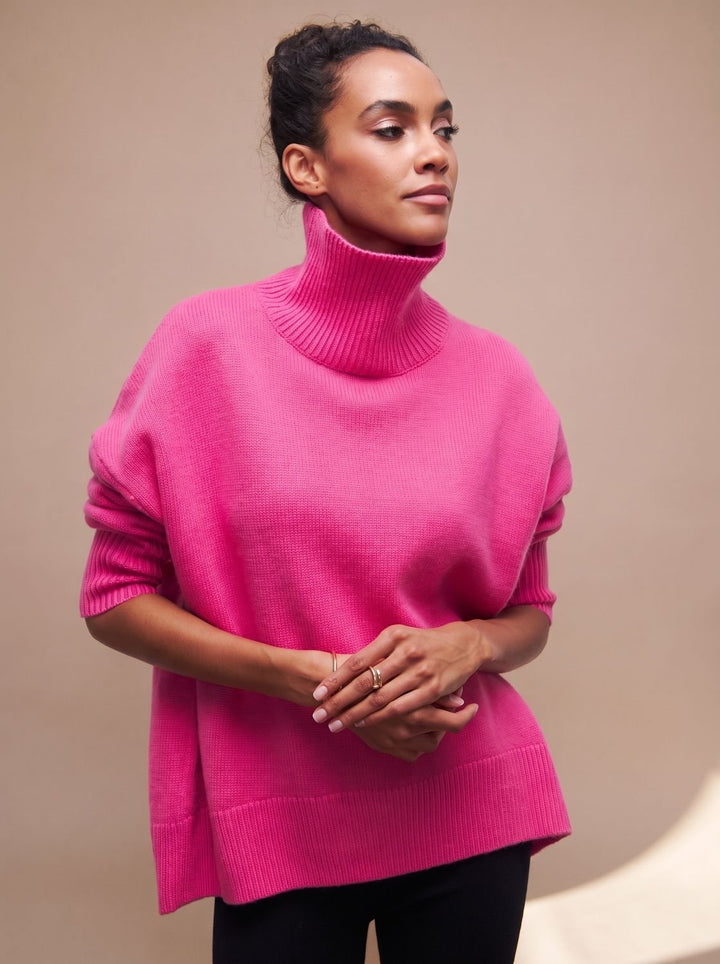 Emilia | Women's Oversized Roll Neck Jumper Ribbed Collar Relaxed Knit