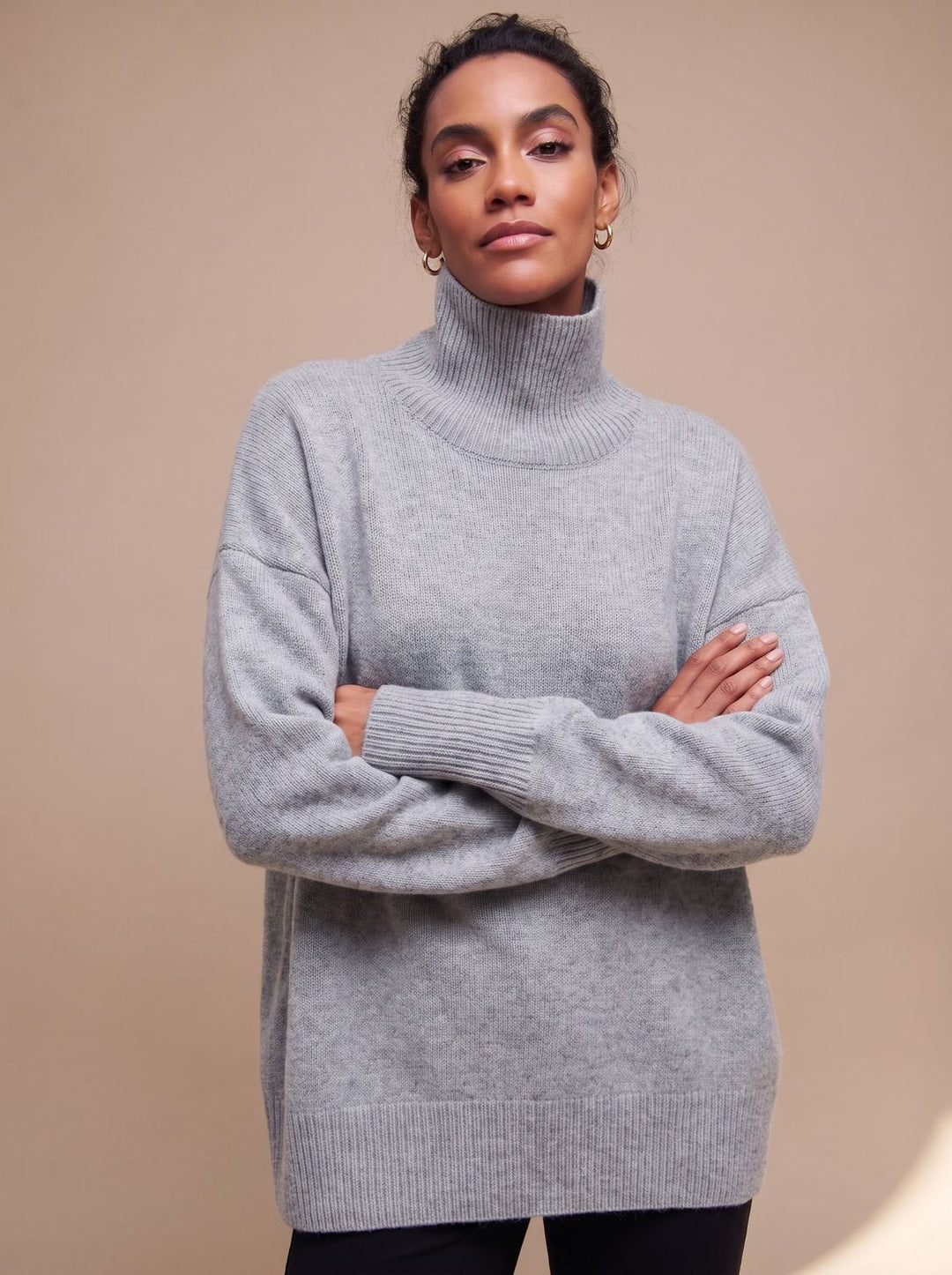 Emilia | Women's Oversized Roll Neck Jumper Ribbed Collar Relaxed Knit