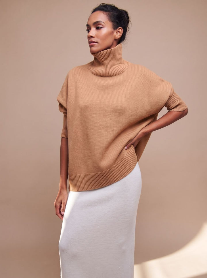 Emilia | Women's Oversized Roll Neck Jumper Ribbed Collar Relaxed Knit
