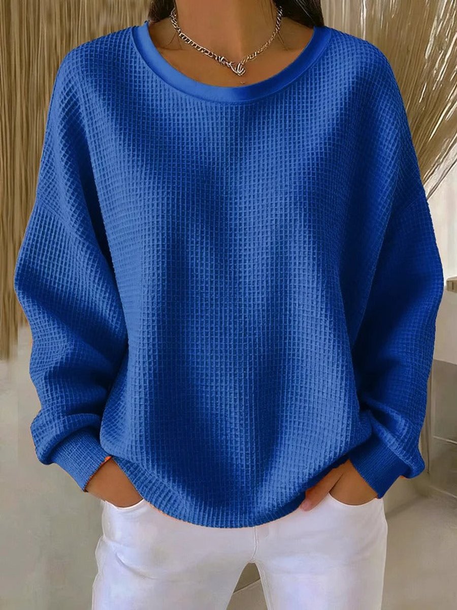 Mia | Women's Oversized Waffle Knit Round Neck Jumper Long Sleeve