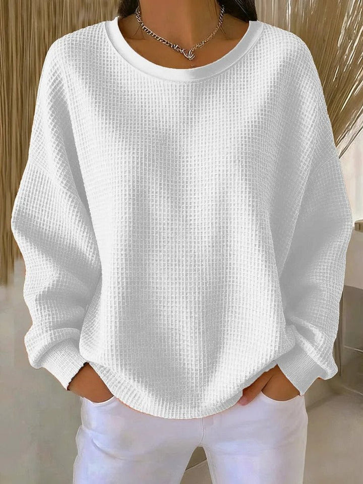 Mia | Women's Oversized Waffle Knit Round Neck Jumper Long Sleeve