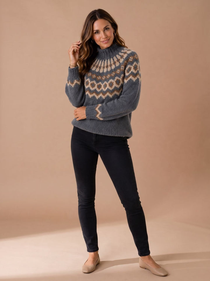 Elisabeth | Women's Fair Isle Roll Neck Christmas Jumper Knitted Relaxed