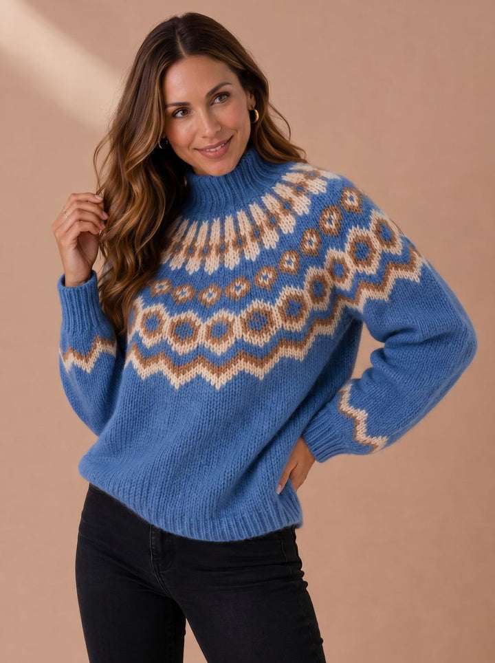 Elisabeth | Women's Fair Isle Roll Neck Christmas Jumper Knitted Relaxed