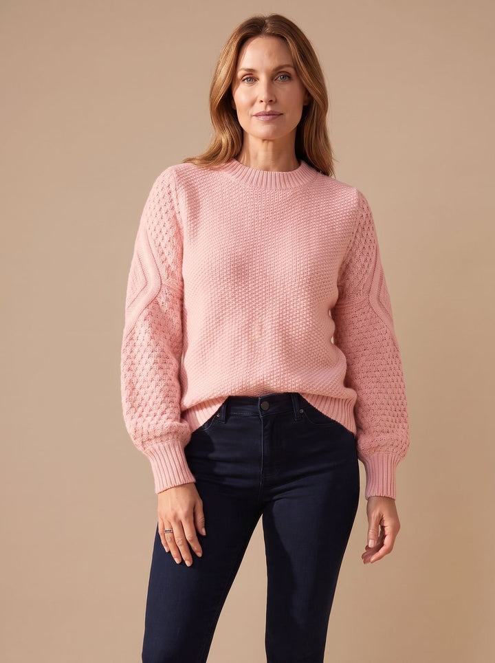 Leonie | Women's Cable Knit Jumper Lantern Sleeves Relaxed Fit