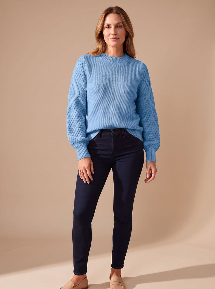 Leonie | Women's Cable Knit Jumper Lantern Sleeves Relaxed Fit
