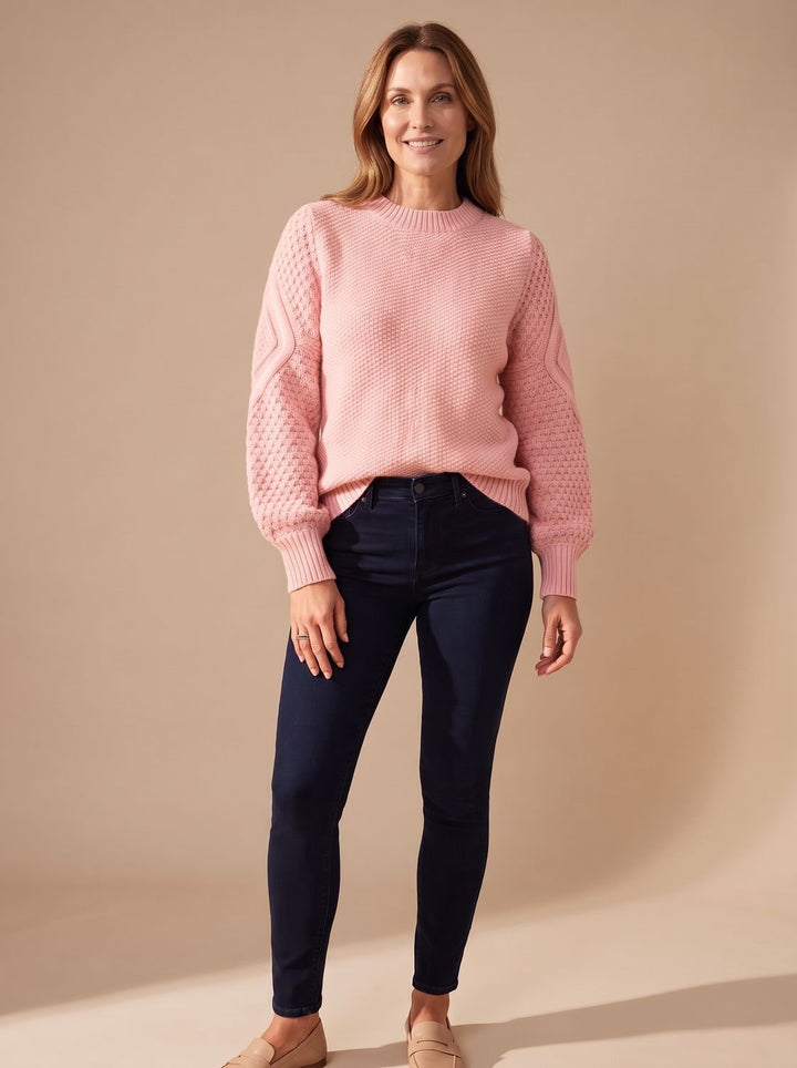Leonie | Women's Cable Knit Jumper Lantern Sleeves Relaxed Fit