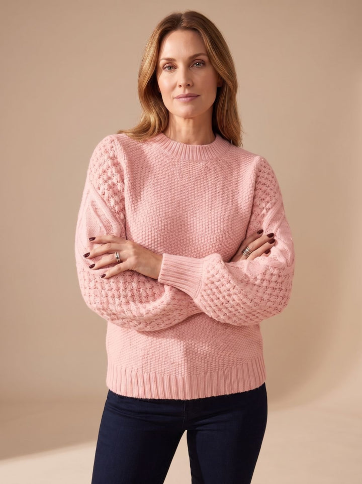 Leonie | Women's Cable Knit Jumper Lantern Sleeves Relaxed Fit