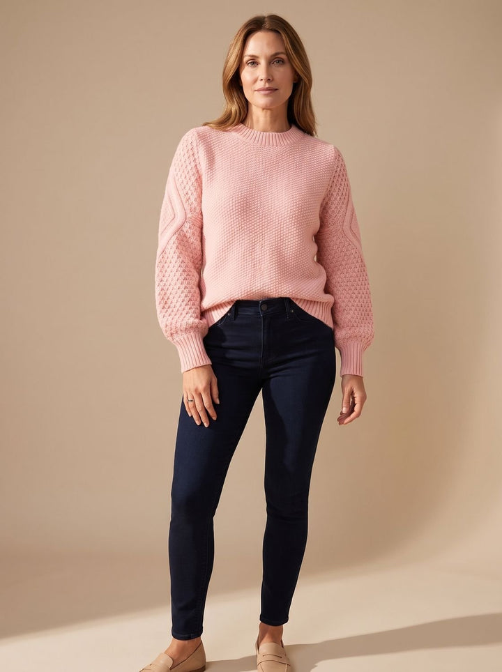 Leonie | Women's Cable Knit Jumper Lantern Sleeves Relaxed Fit