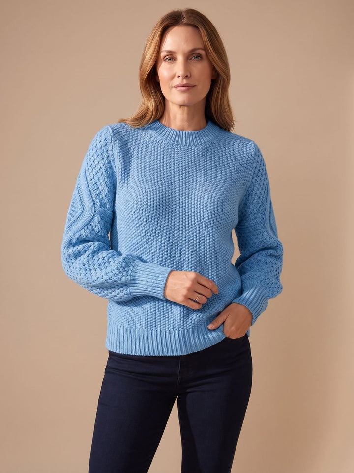 Leonie | Women's Cable Knit Jumper Lantern Sleeves Relaxed Fit