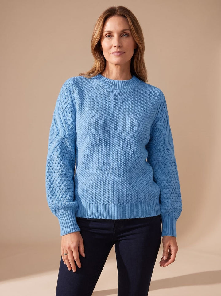 Leonie | Women's Cable Knit Jumper Lantern Sleeves Relaxed Fit