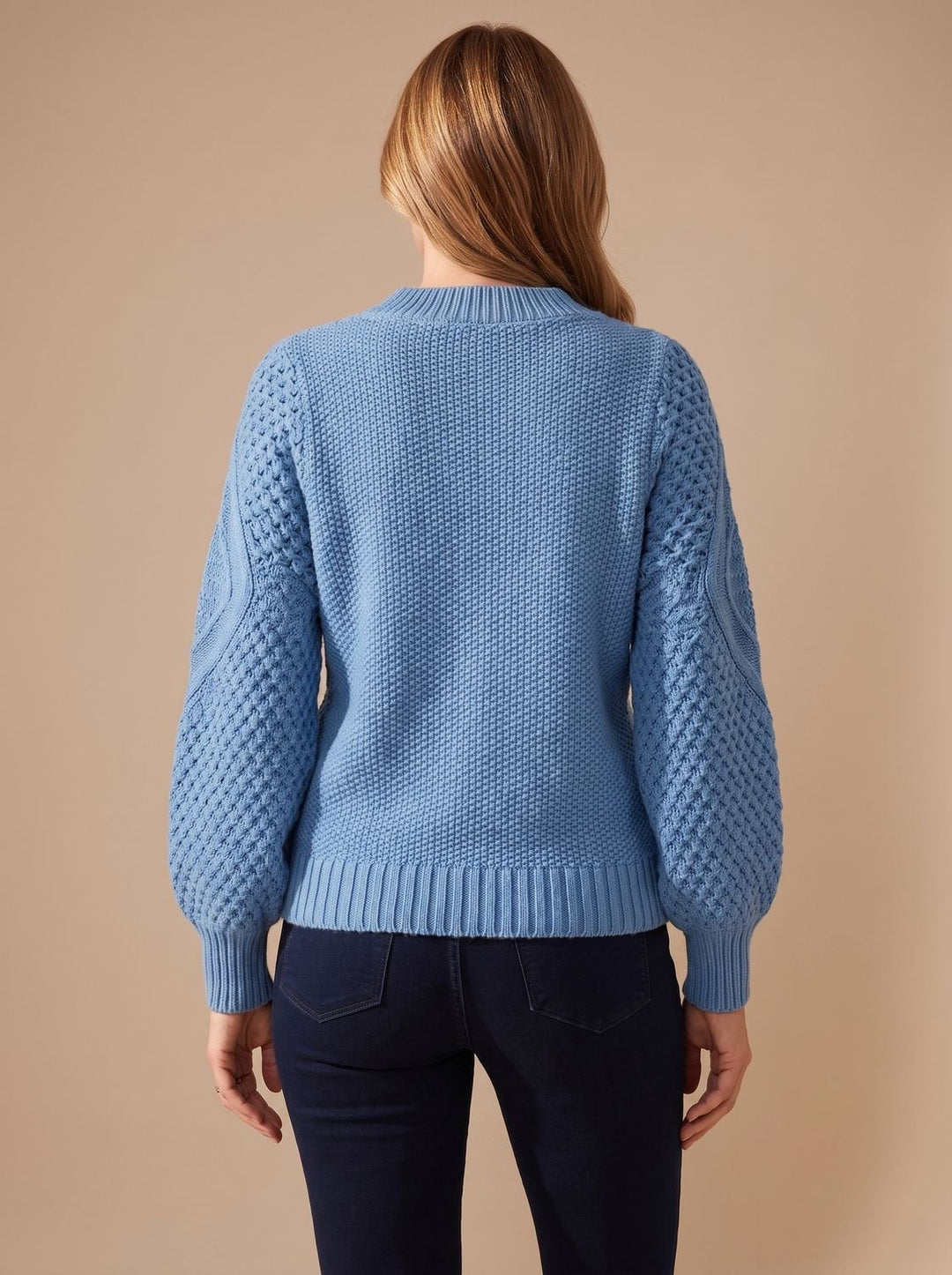 Leonie | Women's Cable Knit Jumper Lantern Sleeves Relaxed Fit