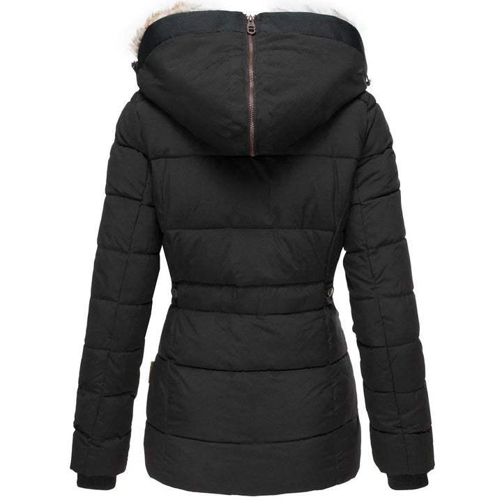 Mia | Women's Fitted Padded Parka Faux Fur Hood Zip Pockets