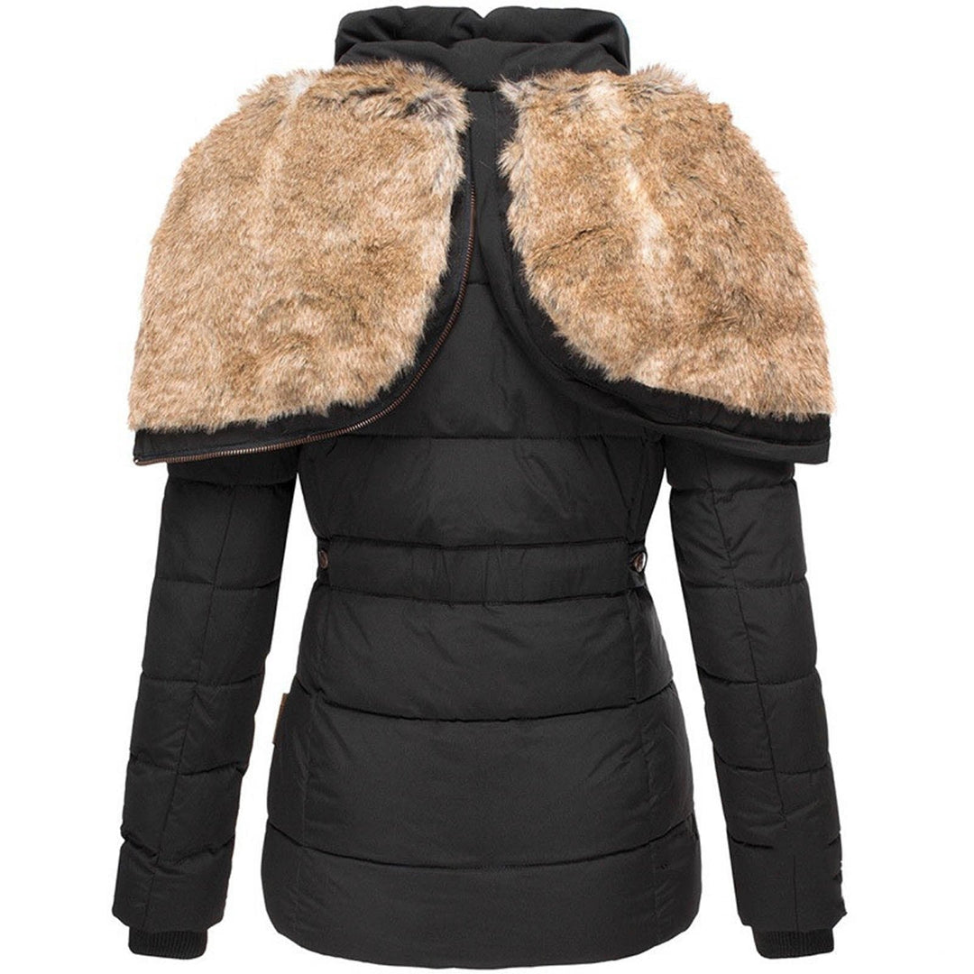 Mia | Women's Fitted Padded Parka Faux Fur Hood Zip Pockets