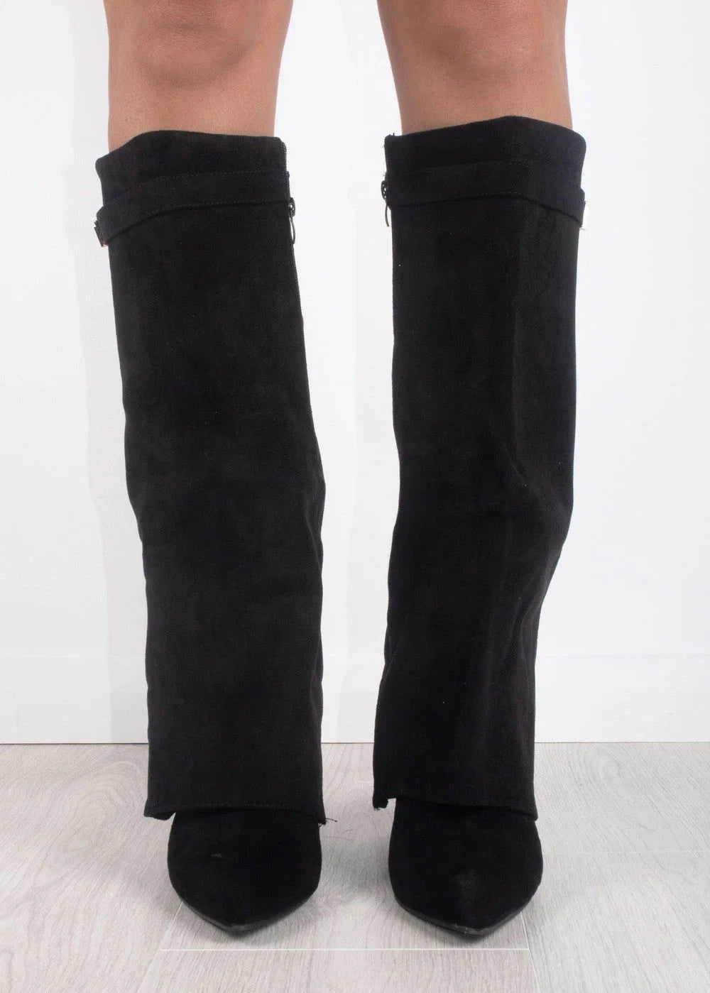 Rosalind | Women's Knee High Boots Suede-Look Pointed Toe Block Heel