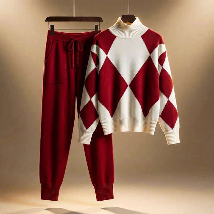 Lavinia | Women's Knitted Lounge Set Roll Neck Jumper and Trousers