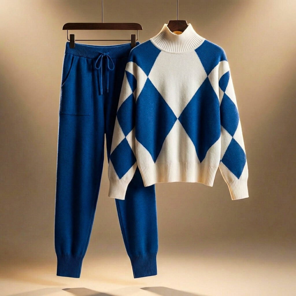 Lavinia | Women's Knitted Lounge Set Roll Neck Jumper and Trousers