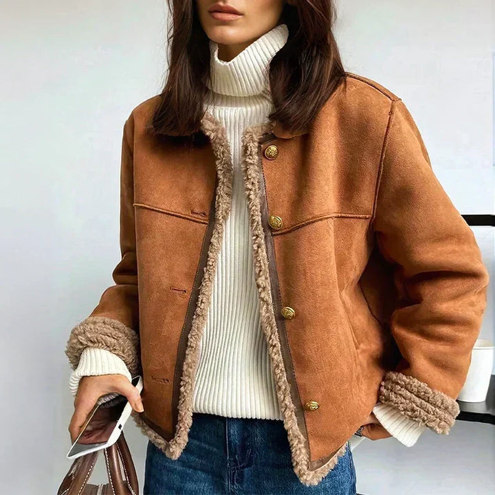 Women’s Genuine Sheepskin Shearling Jacket – Refined Layer for Transitional Wear