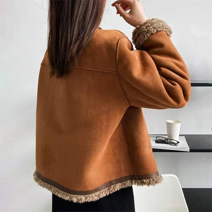 Women’s Genuine Sheepskin Shearling Jacket – Refined Layer for Transitional Wear