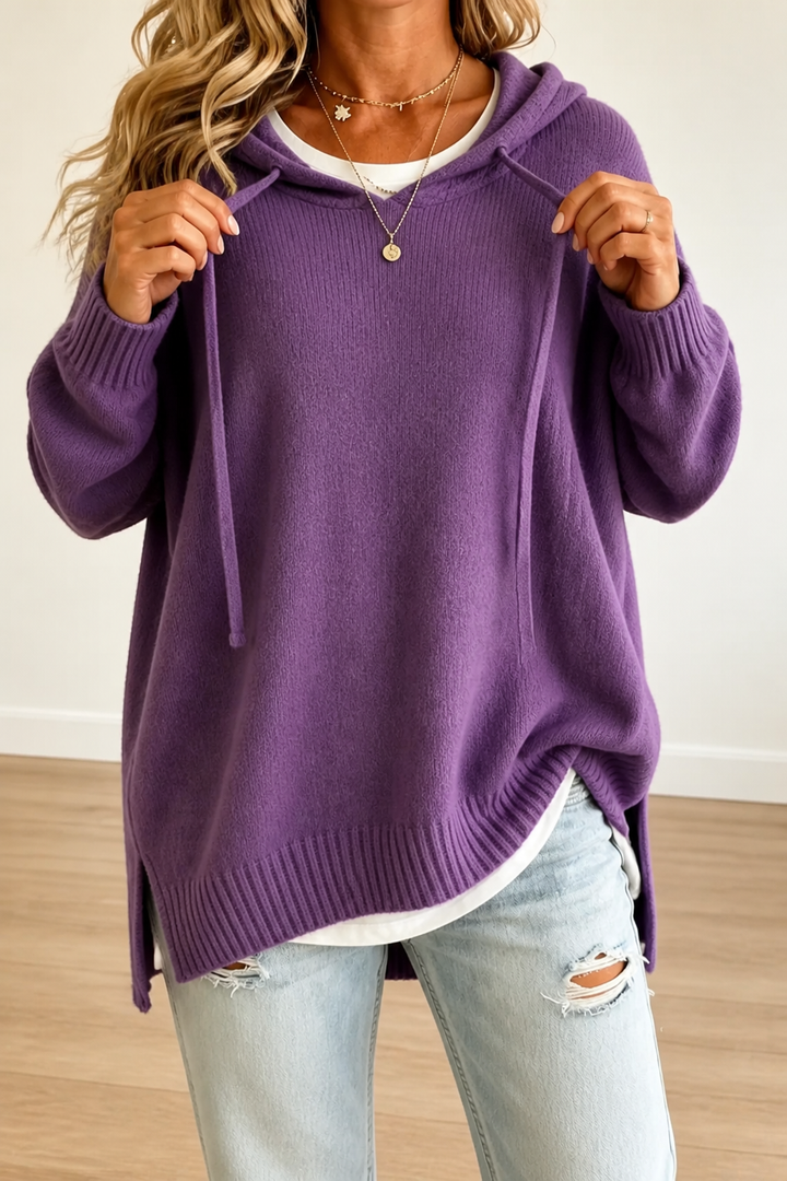 Alina | Women's Oversized Hooded Knitted Jumper Dropped Shoulder