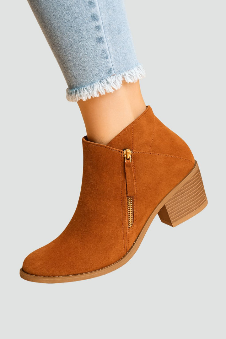 Imogen | Women's Block Heel Ankle Boots Side Zip Pointed Toe