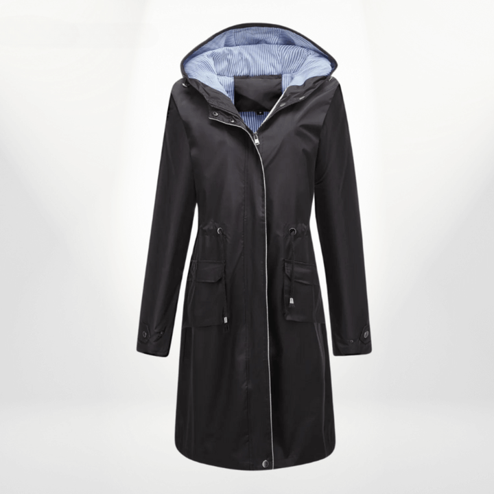 Hildegund | Women's Waterproof Raincoat Hooded Drawstring Waist