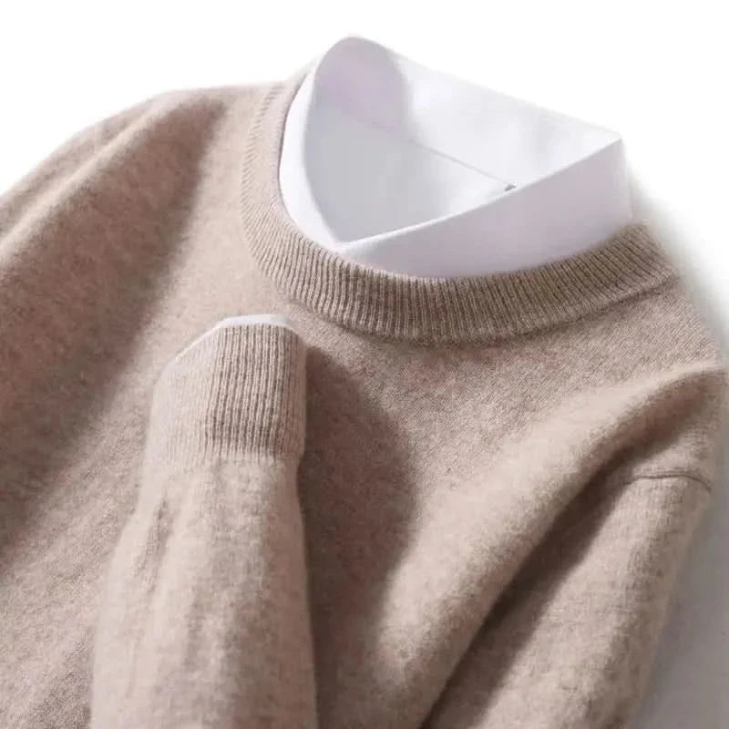 Elian | Men's Cashmere Fine Knit Jumper Ribbed Trims