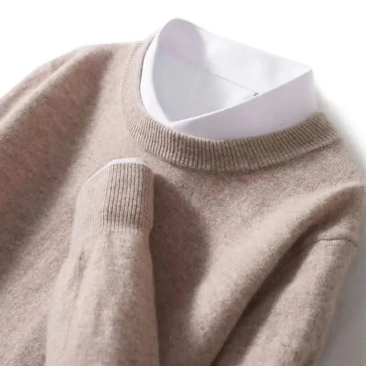 Elian | Men's Cashmere Fine Knit Jumper Ribbed Trims