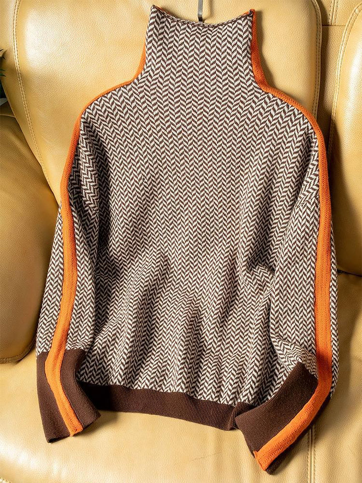 Carlotta | Women's Oversized Roll Neck Jumper Striped Knitted
