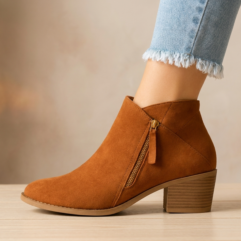 Imogen | Women's Block Heel Ankle Boots Side Zip Pointed Toe