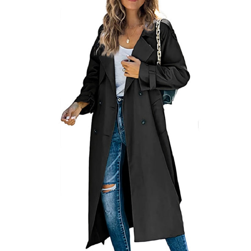 Ladies' Long Coat with Buttons and Long Sleeves