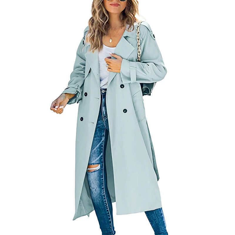Ladies' Long Coat with Buttons and Long Sleeves