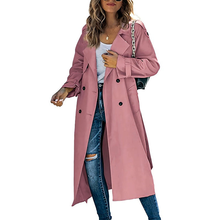 Ladies' Long Coat with Buttons and Long Sleeves