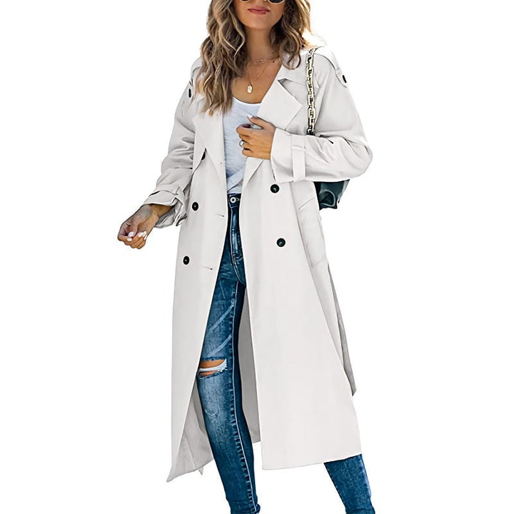 Ladies' Long Coat with Buttons and Long Sleeves