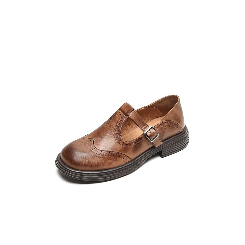 Velda | Women's Mary Jane Shoes Leather Buckle Cushioned Flat